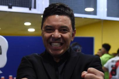 Técnico do River Plate, Marcelo Gallardo, comemora sua terceira final de Libertadores