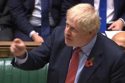 A video grab from footage broadcast by the UK Parliaments Parliamentary Recording Unit (PRU) shows Britains Prime Minister Boris Johnson speaking in the House of Commons in London on October 29, 2019, during a debate on the Early Parliamentary General Election Bill: Second Reading. - Britain looked set Tuesday for a pre-Christmas election after the main opposition Labour party backed Prime Minister Boris Johnsons push for an early vote to try to overcome the lengthening political deadlock caused by Brexit. Conservative leader Johnson -- overseeing a minority government -- is trying to lead Britain out of the deep crisis engulfing its EU departure that was meant to take place this Thursday. (Photo by HO / various sources / AFP) / RESTRICTED TO EDITORIAL USE - MANDATORY CREDIT  AFP PHOTO / PRU  - NO USE FOR ENTERTAINMENT, SATIRICAL, MARKETING OR ADVERTISING CAMPAIGNS