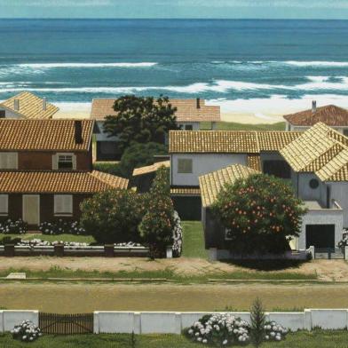 Pintura Praia do Meio, de Carlos Alberto Petrucci, artista gaúcho