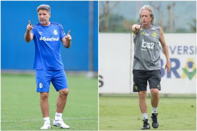 Renato Portaluppi, técnico do Grêmio, e Jorge Jesus, treinador do Flamengo