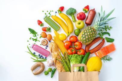 Alimentos saudáveis, frutas, vegetais