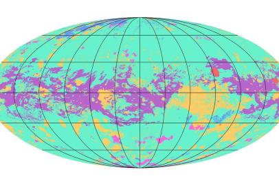 The first global geologic map of Titan is based on radar and visible-light images from NASAs Cassini mission, which orbited Saturn from 2004 to 2017. Labels point to several of the named surface features.