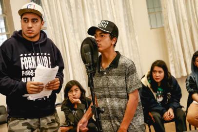 Registro do projeto Hip Hop nas escolas, do rapper Chiquinho Divilas