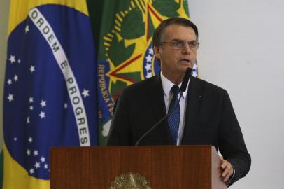  O presidente Jair Bolsonaro participa da cerimônia sobre os 100 dias de governo