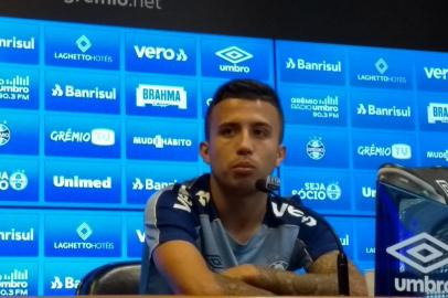  Entrevista coletiva do volante Matheus Henrique, do Grêmio