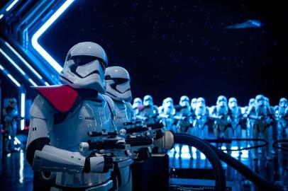 Fifty menacing First Order Stormtroopers await guests as they arrive in the hangar bay of a Star Destroyer as part of Star Wars: Rise of the Resistance, the groundbreaking new attraction opening Dec. 5, 2019, inside Star Wars: Galaxyâs Edge at Disneyâs Hollywood Studios in Florida and Jan. 17, 2020, at Disneyland Park in California that takes guests into a climactic battle between the Resistance and the First Order. (Matt Stroshane, photographer)<!-- NICAID(14347178) -->