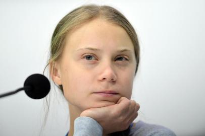  Swedish climate activist Greta Thunberg holds a press conference with other young activists to discuss the ongoing UN Climate Change Conference COP25 at the IFEMA - Feria de Madrid exhibition centre, in Madrid, on December 9, 2019. - The COP25 summit opened on December 2 with a stark warning from the UN about the utterly inadequate efforts of the worlds major economies to curb carbon pollution, in Madrid, after the events original host Chile withdrew last month due to deadly riots over economic inequality. (Photo by CRISTINA QUICLER / AFP)Editoria: SCILocal: MadridIndexador: CRISTINA QUICLERSecao: weather scienceFonte: AFPFotógrafo: STR