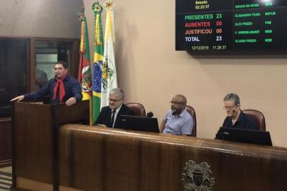 Ricardo Daneluz discursa na eleição para presidente da Câmara.