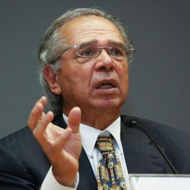 Paulo Guedes em coletibva de balanço anual. Foto: Ministério da Economia/Divulgação