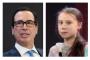 Secretário do Tesouro dos EUA, Steven Mnuchin, e Greta Thunberg trocam farpas em Davos.<!-- NICAID(14396687) -->