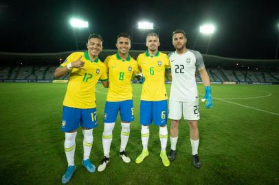 Pepê, Matheus Henrique, Caio Henrique e Phelipe Megiolaro posam para foto em Armênia, cidade colombiana em que a seleção brasileira sub-23 joga o Pré-Olímpico<!-- NICAID(14403533) -->