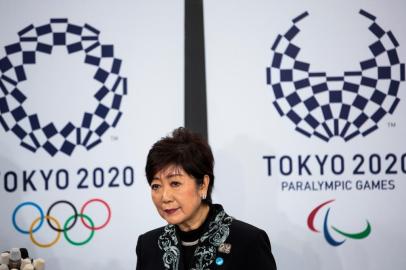 Tokyo Governor Yuriko Koike speaks to the media after the opening ceremony of the Ariake Arena, the venue for the volleyball and wheelchair basketball competitions at the upcoming Tokyo 2020 Olympic Games and Paralympic sports events, in Tokyo on February 2, 2020. (Photo by Behrouz MEHRI / AFP)<!-- NICAID(14406037) -->