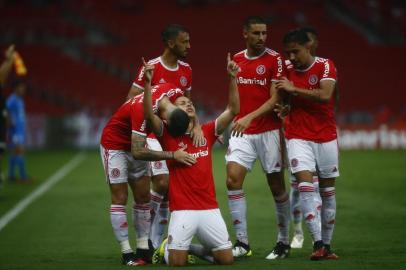 Inter vence o Novo Hamburgo por 2 a 0 em partida válida pela quinta rodada do primeiro turno do Gauchão. Partida foi realizada no Beira-Rio. No lance, Marcos Guilherme.<!-- NICAID(14413011) -->