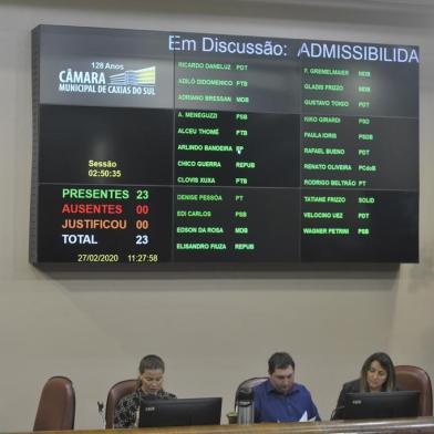  CAXIAS DO SUL, RS, BRASIL, 27/02/2020. 400º Sessão ordinária da Câmara. Vereadores votam a admissibilidade do processo de Impeachment do prefeito Flávio Cassina (PTB)(Lucas Amorelli/Agência RBS)<!-- NICAID(14433319) -->