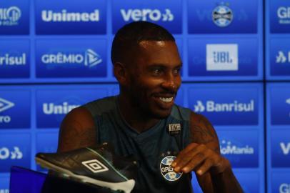  PORTO ALEGRE, RS, BRASIL,28/02/2020- Coletiva do Paulo Miranda, jogador  do Grêmio.(FOTOGRAFO: MATEUS BRUXEL / AGENCIA RBS)<!-- NICAID(14434427) -->