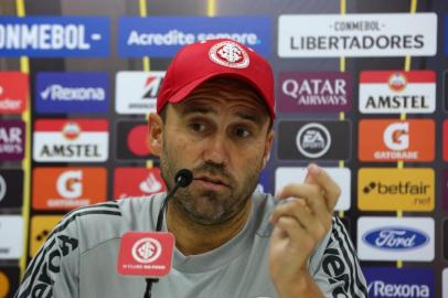  ** EM BAIXA ** PORTO ALEGRE, RS, BRASIL - 11.03.2020 - Coletiva do treinador Eduardo Coudet. (Foto: Marco Favero/Agencia RBS)<!-- NICAID(14447684) -->