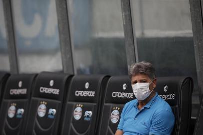 Grêmio recebe o São Luiz pela terceira rodada do segundo turno do Gauchão na Arena. Partida foi com portoões fechados devido ao coronavírus.Técnico Renato Portaluppi de máscara.<!-- NICAID(14451831) -->