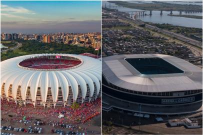 Beira-Rio, estádio do Inter, e Arena do Grêmio