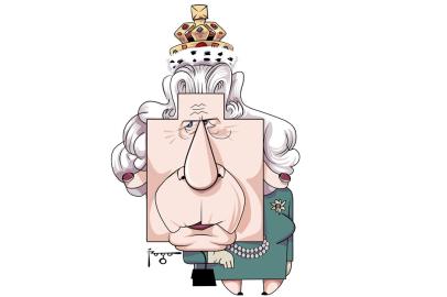 Caricatura da Rainha Elizabeth II feita por Gilmar Fraga