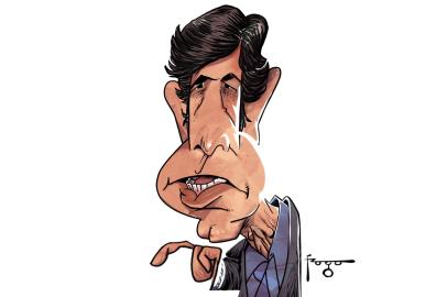 Caricatura de Nelso Teich feita por Gilmar Fraga