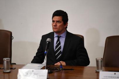 Brazilian Minister of Justice and Public Security, Sergio Moro, speaks during a press conference at Minister of Justice, in Brasilia, on April 24, 2020. - Brazilian Minister of Justice and Public Security, Sergio Moro, announce his resignation on Friday after Brazilian President Jair Bolsonaro dismissed the head of the Brazilian Federal Police. (Photo by EVARISTO SA / AFP)<!-- NICAID(14485277) -->