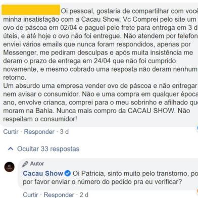 Empresa Cacau Show tem recebido críticas nas redes sociais<!-- NICAID(14489543) -->