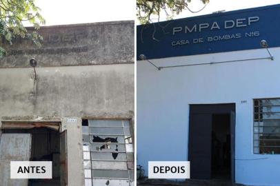 Antes e depois da casa de bombas 6, próximo ao viaduto da freeway, reformada pelo Dmae.<!-- NICAID(14495762) -->