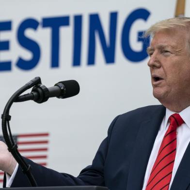 WASHINGTON, DC - MAY 11: U.S. President Donald Trump speaks during a press briefing about coronavirus testing in the Rose Garden of the White House on May 11, 2020 in Washington, DC. Several White House staff members and aides have recently tested positive for the coronavirus and three top health officials from the White House coronavirus task force are now self-quarantining after potential exposure.   Drew Angerer/Getty Images/AFP<!-- NICAID(14497767) -->