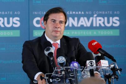 Rodrigo Maia, presidente da Câmara, concede entrevista coletiva<!-- NICAID(14503540) -->