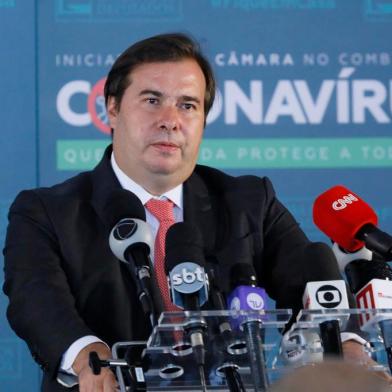 Rodrigo Maia, presidente da Câmara, concede entrevista coletiva<!-- NICAID(14503540) -->