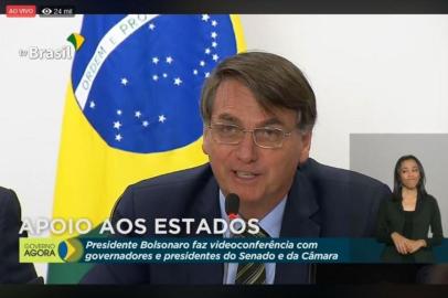  Videoconferência de bolsonaro com governadores. Foto: Reprodução / Tv Brasil.<!-- NICAID(14504784) -->