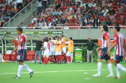  Cobertura da Final da Libertadores,Internacional x Chivas no México.Estádio Omnilife.Comemoração do gol