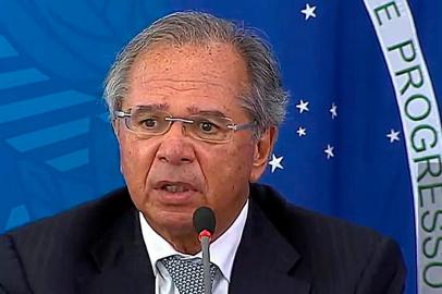 O ministro da economia, Paulo Guedes, durante coletiva sobre o coronavírus <!-- NICAID(14455261) -->