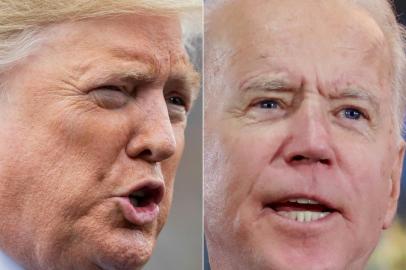 (FILES)(COMBO) This combination of file photos shows US President Donald Trump(L) speaking to the media prior to departing from the White House in Washington, DC, on March 3, 2020, and Democratic presidential hopeful and former Vice President Joe Biden  at a Nevada Caucus watch party on February 22, 2020, in Las Vegas, Nevada, during the Nevada caucuses. - Joe Biden has a 14-point lead over US President Donald Trump ahead of the November election as some Republican-leaning voters reproach Trump for his response to the coronavirus crisis, a poll showed on June 24, 2020.In one of Trumps worst poll showings for the 2020 race, the Democrat Biden garnered 50 percent of the vote compared with 36 percent for the president, according to a survey by the New York Times and Siena College.Recent polls have found Biden 10 points ahead of the president on average. (Photos by SAUL LOEB and Ronda Churchill / AFP)<!-- NICAID(14529411) -->