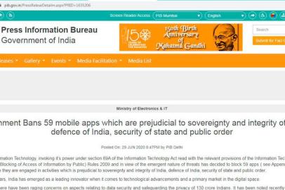  The Ministry of Information Technology, invoking it¿s power under section 69A of the Information Technology Act read with the relevant provisions of the Information Technology (Procedure and Safeguards for Blocking of Access of Information by Public) Rules 2009 and in view of the emergent nature of threats has decided to block 59 apps ( see Appendix) since in view of information available they are engaged in activities which is prejudicial to sovereignty and integrity of India, defence of India, security of state and public order.<!-- NICAID(14533529) -->