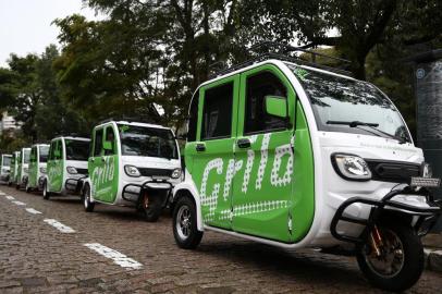  PORTO ALEGRE, RS, BRASIL - Como funciona o GrilLo, novo transporte de PoaTestamos o Grillo, uma espécie de Uber que é feito por triciclos motorizados movidos a bateria. O serviço estreia neste sábado, 11 de julho de 2020 em Porto Alegre.<!-- NICAID(14543206) -->