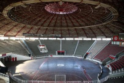  PORTO ALEGRE, RS, BRASIL - Imagens do Gigantinho. Inter está ouvindo três consórios interessados na administração por 20 anos, fotografamos para mostrar as condições do prédio agora, para podermos comparar quando uma empresa assumir e modernizar o local.Indexador: Jeff Botega<!-- NICAID(14542328) -->