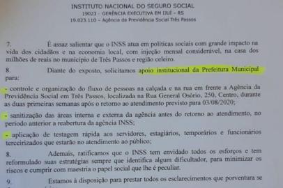  INSS pede que prefeitura faça limpeza no prédio e realize testes de Covid na reabertura da agência.<!-- NICAID(14544022) -->