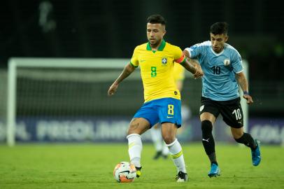 Segundo jogo do Pré-olímpico na Colômbia - Brasil x Uruguai. Na foto, Matheus Henrique, volante do Grêmio