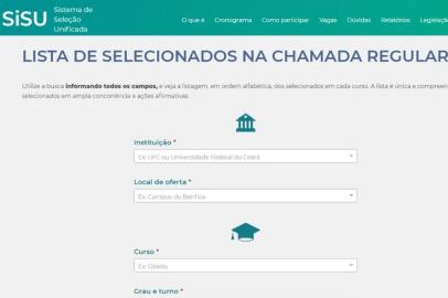 Lista de selecionados na chamada regular no Sisu<!-- NICAID(14546790) -->