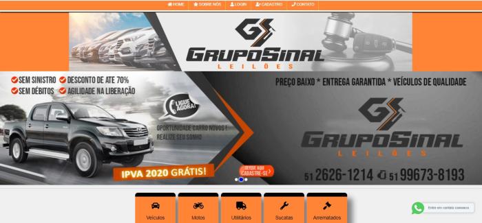 Reprodução / Site Grupo Sinal Leilões