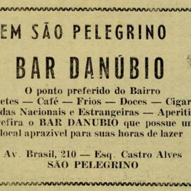  Reclame de 12 de dezembro de 1953 destacando o Bar Danúbio, com a Avenida Itália denominada Avenida Brasil<!-- NICAID(14553123) -->