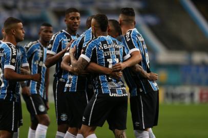  PORTO ALEGRE, RS, BRASIL, 02/08/2020-Grêmio X Novo Hamburgo: jogo válido pela semifinal do segundo turno do Gauchão, na Arena.  Foto: Jefferson Botega / Agencia RBSIndexador: Jeff Botega<!-- NICAID(14558995) -->