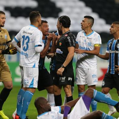  PORTO ALEGRE, RS, BRASIL, 02/08/2020-Grêmio X Novo Hamburgo: jogo válido pela semifinal do segundo turno do Gauchão, na Arena.  Foto: Jefferson Botega / Agencia RBSIndexador: Jeff Botega<!-- NICAID(14559061) -->