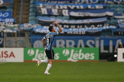  PORTO ALEGRE, RS, BRASIL, 02/08/2020-Grêmio X Novo Hamburgo: jogo válido pela semifinal do segundo turno do Gauchão, na Arena.  Foto: Jefferson Botega / Agencia RBSIndexador: Jeff Botega<!-- NICAID(14559088) -->