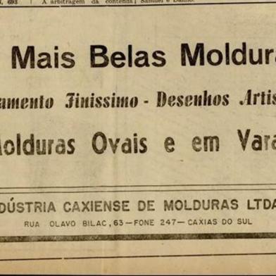  anúncios da Indústria Caxiense de Molduras nos anos 1950 e 1960<!-- NICAID(14559338) -->