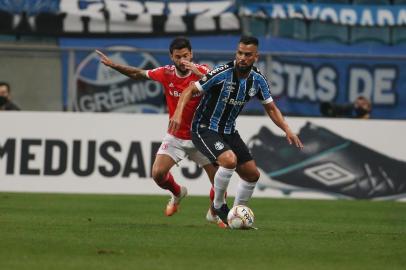  PORTO ALEGRE, RS, BRASIL - 05/08/2020 - GRÊMIO X INTERNACIONAL: Jogo ocorre na Arena e define o campeão do segundo turno do Gauchão 2020. Devido à pandemia do coronavírus, partida será realizada sem público, seguindo rigorosos protocolos sanitários. (FOTO: Jefferson Botega/Agência RBS)Indexador: Jeff Botega<!-- NICAID(14561582) -->