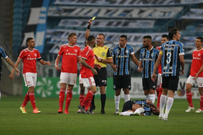  PORTO ALEGRE, RS, BRASIL - 05/08/2020 - GRÊMIO X INTERNACIONAL: Jogo ocorre na Arena e define o campeão do segundo turno do Gauchão 2020. Devido à pandemia do coronavírus, partida será realizada sem público, seguindo rigorosos protocolos sanitários. (FOTO: Jefferson Botega/Agência RBS)Indexador: Jeff Botega<!-- NICAID(14561583) -->