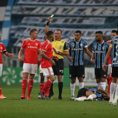  PORTO ALEGRE, RS, BRASIL - 05/08/2020 - GRÊMIO X INTERNACIONAL: Jogo ocorre na Arena e define o campeão do segundo turno do Gauchão 2020. Devido à pandemia do coronavírus, partida será realizada sem público, seguindo rigorosos protocolos sanitários. (FOTO: Jefferson Botega/Agência RBS)Indexador: Jeff Botega<!-- NICAID(14561583) -->