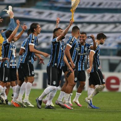  PORTO ALEGRE, RS, BRASIL - 05/08/2020 - GRÊMIO X INTERNACIONAL: Jogo ocorre na Arena e define o campeão do segundo turno do Gauchão 2020. Devido à pandemia do coronavírus, partida será realizada sem público, seguindo rigorosos protocolos sanitários. (FOTO: Jefferson Botega/Agência RBS)Indexador: Jeff Botega<!-- NICAID(14561751) -->